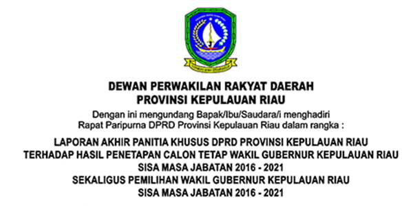 Besok Pemilihan “WAKIL GUBERNUR KEPRI”