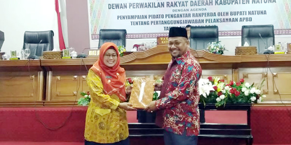 Wakili Bupati Natuna, Ngesti Sampaikan Ranperda Pertanggungjawaban APBD 2018