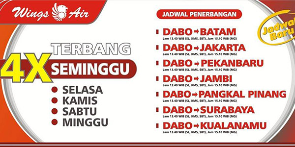 Jadwal Terbaru Penerbangan Wings Air di Dabo Singkep