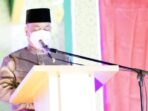 Bupati Lingga, Muhammad Nizar, menyampaikan kata sambutan pada acara Pembukaan STQ ke IX Tingkat Kabupaten Lingga