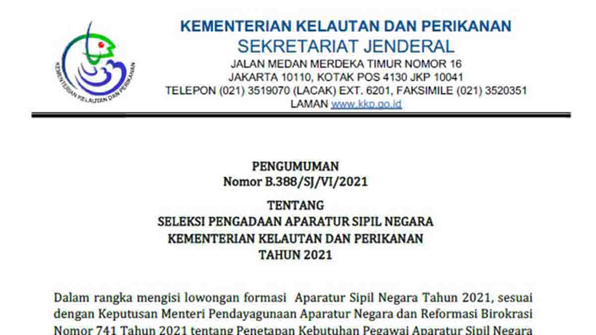 Contoh Surat Lamaran CPNS KKP 2021
