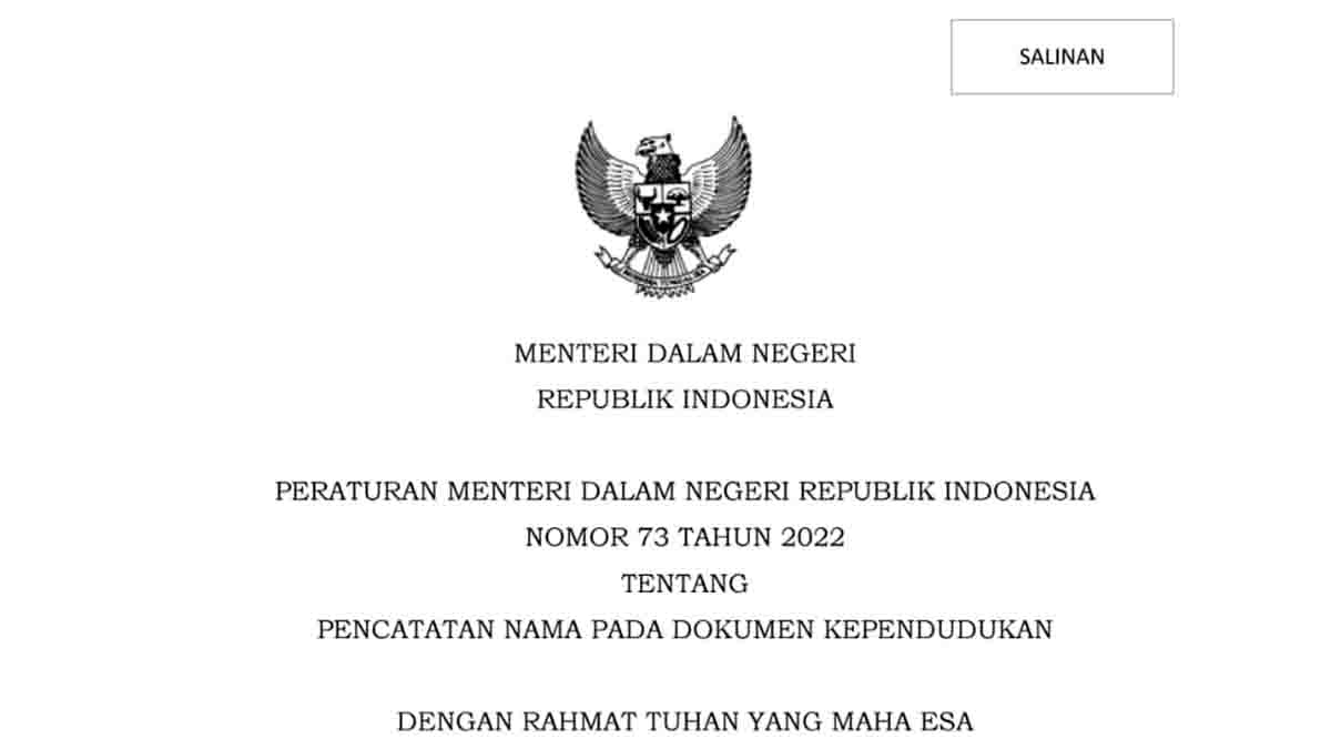 Download Permendagri No 73 Tahun 2022 PDF Disini