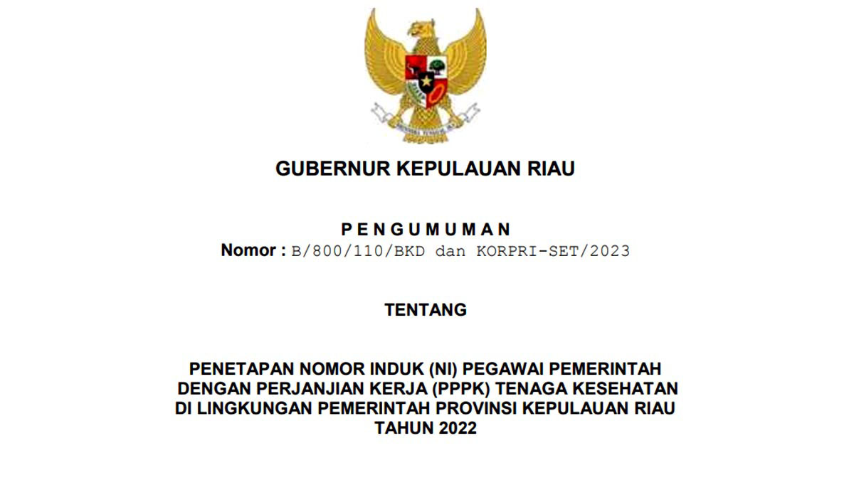 Peserta Lulus Seleksi Administrasi PPPK Kesehatan Provinsi Kepri Wajib Lengkapi Dokumen Ini