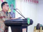 Plt Bupati Kepulauan Meranti, AKBP (Purn) H Asmar, menyampaikan kata sambutan pada acara pisah sambut Dandim 0303 Bengkalis