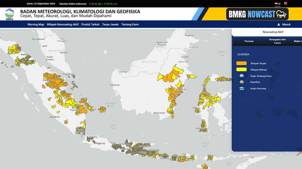 [UPDATE] Peringatan Dini Cuaca Kepulauan Riau 23 September 2024: Hujan Lebat dan Angin Kencang Berlanjut Hingga Pukul 16:00 WIB