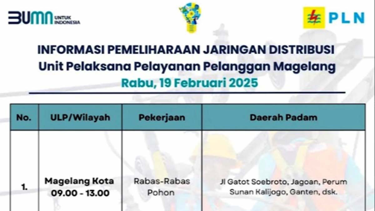 4 Jam Mati Lampu di ULP Magelang Kota PLN UP3 Magelang, Rabu 19 Februari 2025