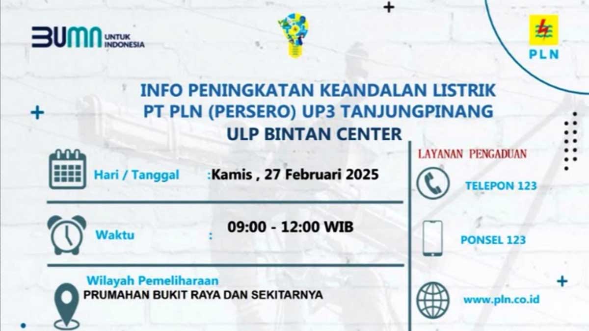 PLN UP3 Tanjung Pinang Lakukan Pemeliharaan Jaringan, Kamis 27 Februari 2025