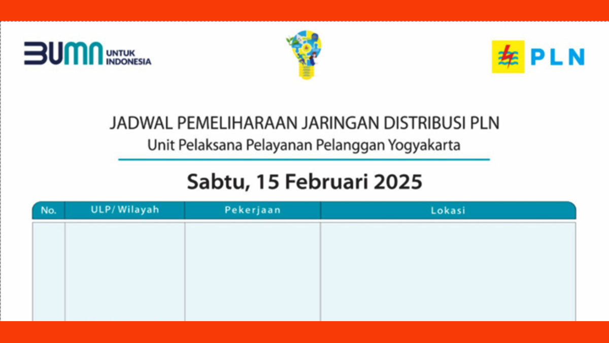 PLN Yogyakarta Lakukan Pemadaman Untuk Pergantian Tiang Listrik pada Sabtu 15 Januari 2025, Berikut Jadwal dan Wilayah Terdampak!