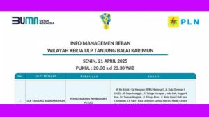 PLN Lakukan Manajemen Beban Malam Hari di Wilayah Tanjung Balai Karimun Hingga Pukul 23.30 WIB, Senin 21 April 2025