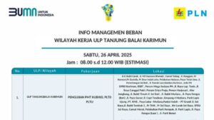 Siap-Siap Mati Lampu! PLN Tanjung Balai Karimun Lakukan Pengujian PMT Kubikel Sabtu 26 April 2025, Ini Wilayah Terdampak Pemadaman