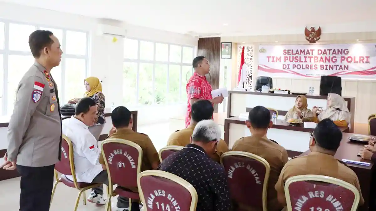 Puslitbang Polri menggelar penelitian bertema Melindungi Masyarakat Digital dan Peran Polri dalam Menanggulangi Kejahatan Media Online di Aula Sarja Arya Wacana Polres Bintan