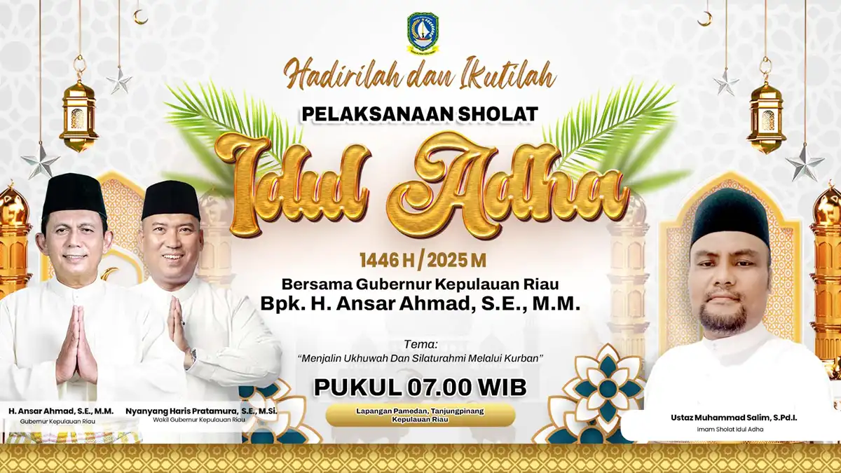 Gubernur Ansar Dijadwalkan Jadi Khatib Shalat Idul Adha 1446 H di Tanjung Pinang