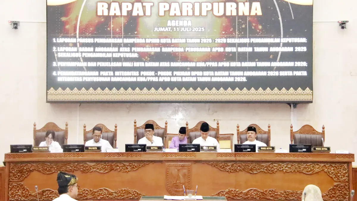 DPRD Kota Batam secara resmi mengesahkan Ranperda tentang Rencana Pembangunan Jangka Menengah Daerah (RPJMD) Kota Batam Tahun 2025–2029