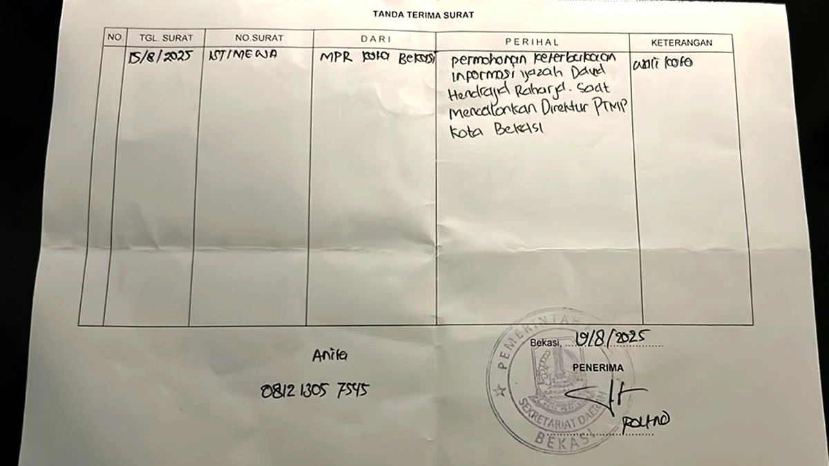 Mahasiswa Desak Sekda Bekasi Buka Ijazah dan Transkrip Nilai Dirut PT Mitra Patriot
