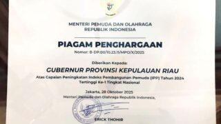 Gubernur Kepri Ansar Ahmad Raih Penghargaan Wirasena 2025 sebagai Kepala Daerah dengan Peningkatan IPP Tertinggi Nasional