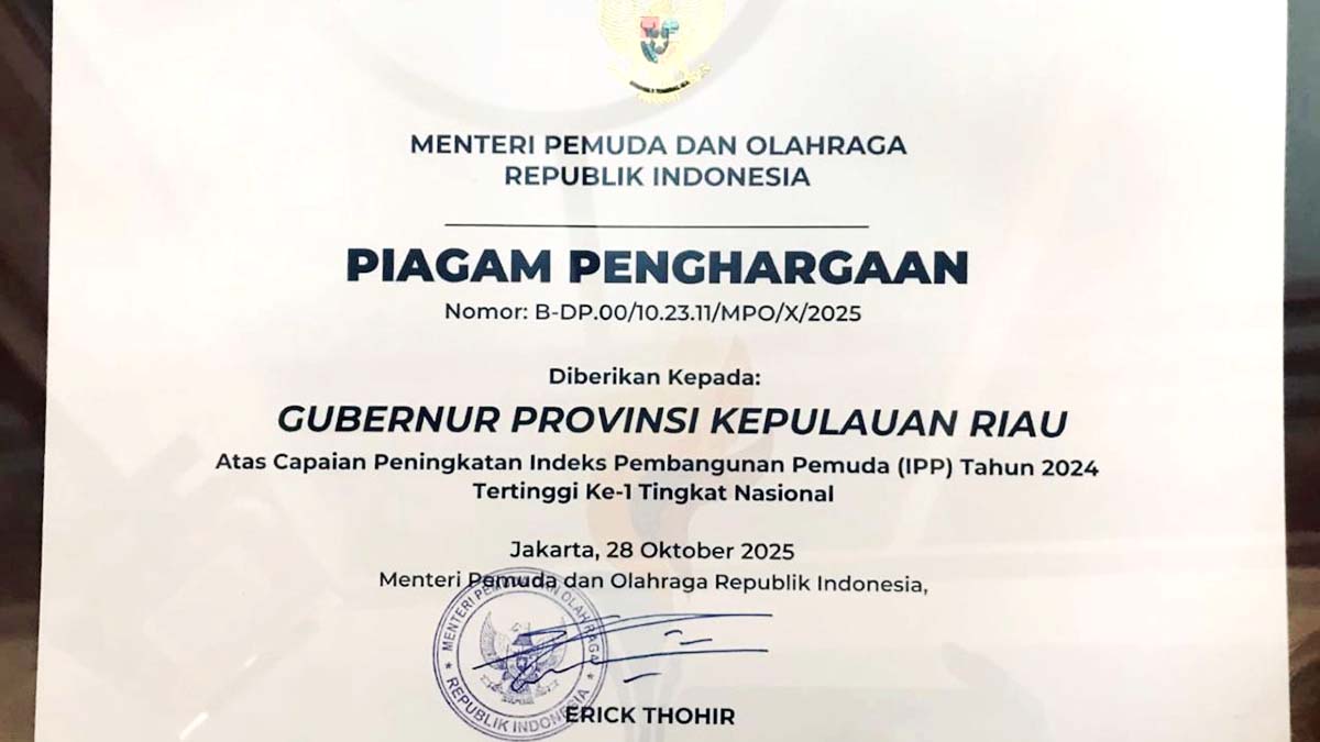 Gubernur Kepri Ansar Ahmad Raih Penghargaan Wirasena 2025 sebagai Kepala Daerah dengan Peningkatan IPP Tertinggi Nasional