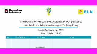 Warga Griya Hanglekir dan Sekitarnya Bersiap Hadapi Pemadaman PLN Tanjungpinang, Kamis 6 November 2025 Sore