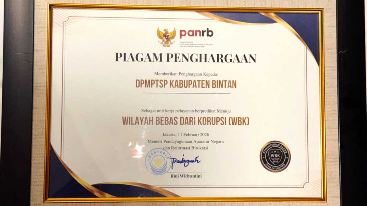 Bintan Terima Penghargaan WBK di Ajang Nasional SAKIP 2025, Bupati Roby: Target Selanjutnya WBBM