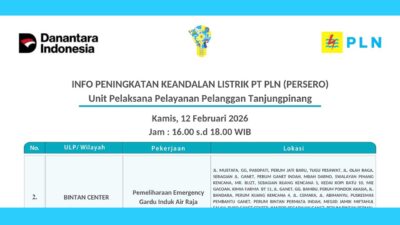 Ganet – Batu 10 – Bandara Masuk Daftar Padam! PLN Tanjungpinang Lakukan Emergency Gardu Induk Air Raja, Kamis 12 Februari 2026