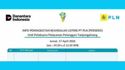 Perum Citra Manggos hingga Graha Nesa Tanjungpinang Padam Jumat 17 April 2026, Cek Area Terdampak Lainnya