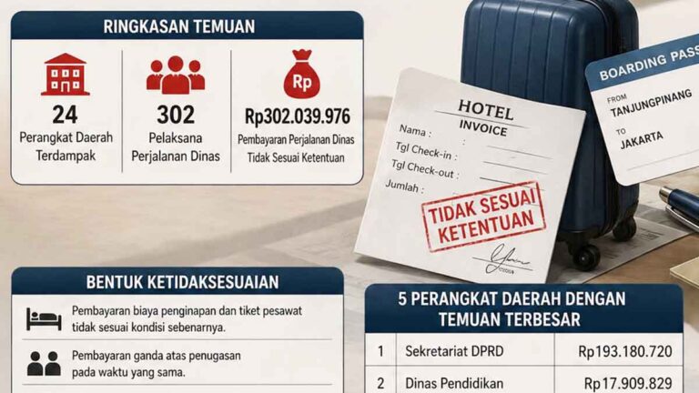 BPK Kepri Temukan Pembayaran Ganda hingga Biaya Penginapan Tak Sesuai Kondisi Sebenarnya