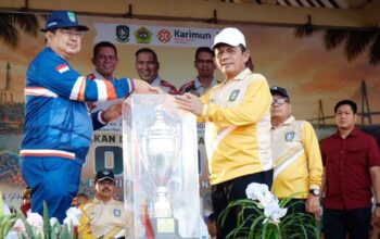 Pertandingan salah satu cabang olahraga pada POPDA X Kepri 2026 di Karimun.