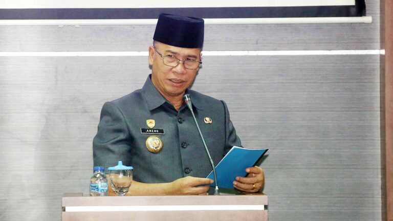 Bupati Anambas Aneng menyampaikan sambutan pada Sidang Paripurna Raperda APBD 2025.