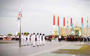 Kontingen atlet pelajar dari tujuh daerah mengikuti pembukaan POPDA X Kepri 2026 di Karimun.