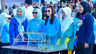 Selvi Ananda Gibran mengikuti aksi transplantasi terumbu karang dan pelepasliaran tukik di Pantai Dugong Bintan.