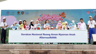 Selvi Ananda Gibran Rakabuming Raka menyampaikan sambutan pada Main Raya Anak Tahun 2026 di Tanjungpinang.