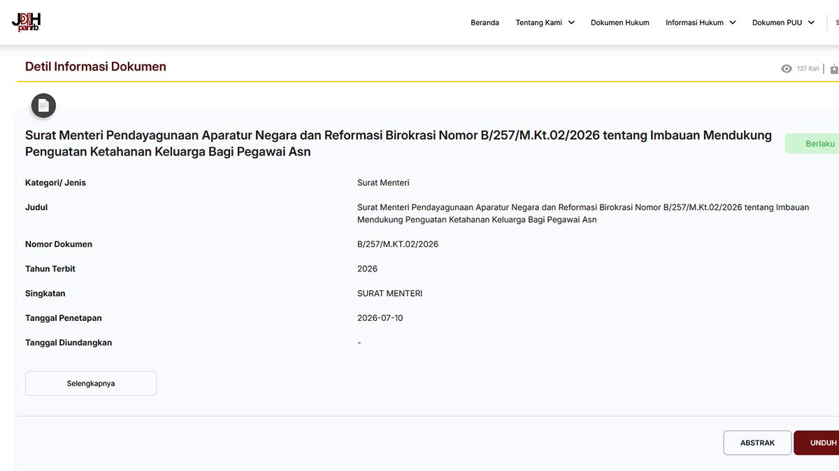 Menteri PANRB Rini Widyantini menerbitkan Surat Menteri PANRB B257/M.KT.02/2026 tentang fleksibilitas kerja ASN.
